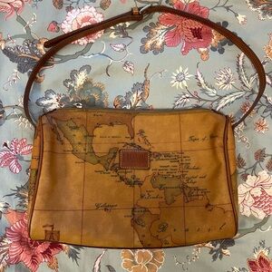 Alviero Martini Brown Leather Map Purse